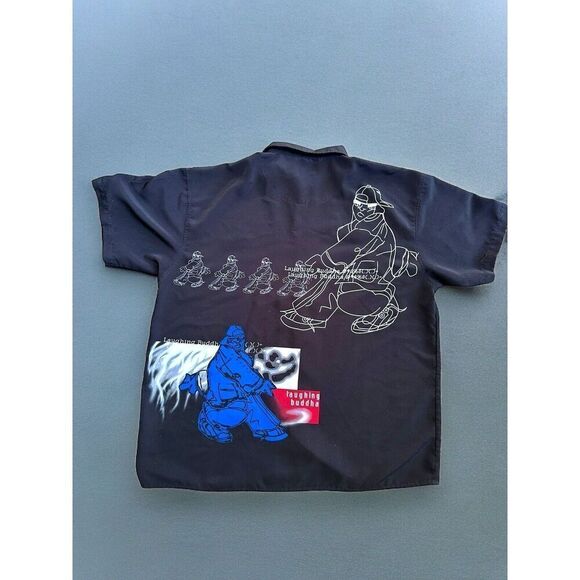 Vintage Y2K Laughing Buddha Button Up AOP Shirt (2000s) Size 2XL - Picture 5 of 7